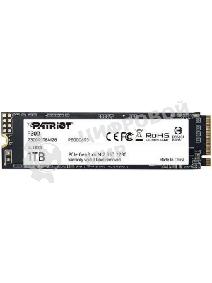 Накопитель SSD Patriot P300, 1000Gb, PCIe 3.0 x4, M.2 2280, NVMe, R/W 2100/1650