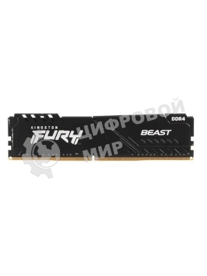 Оперативная память Kingston Fury Beast, DDR4, 8GB (1x8GB), 3600MHz, CL17, DIMM, с радиатором, черны