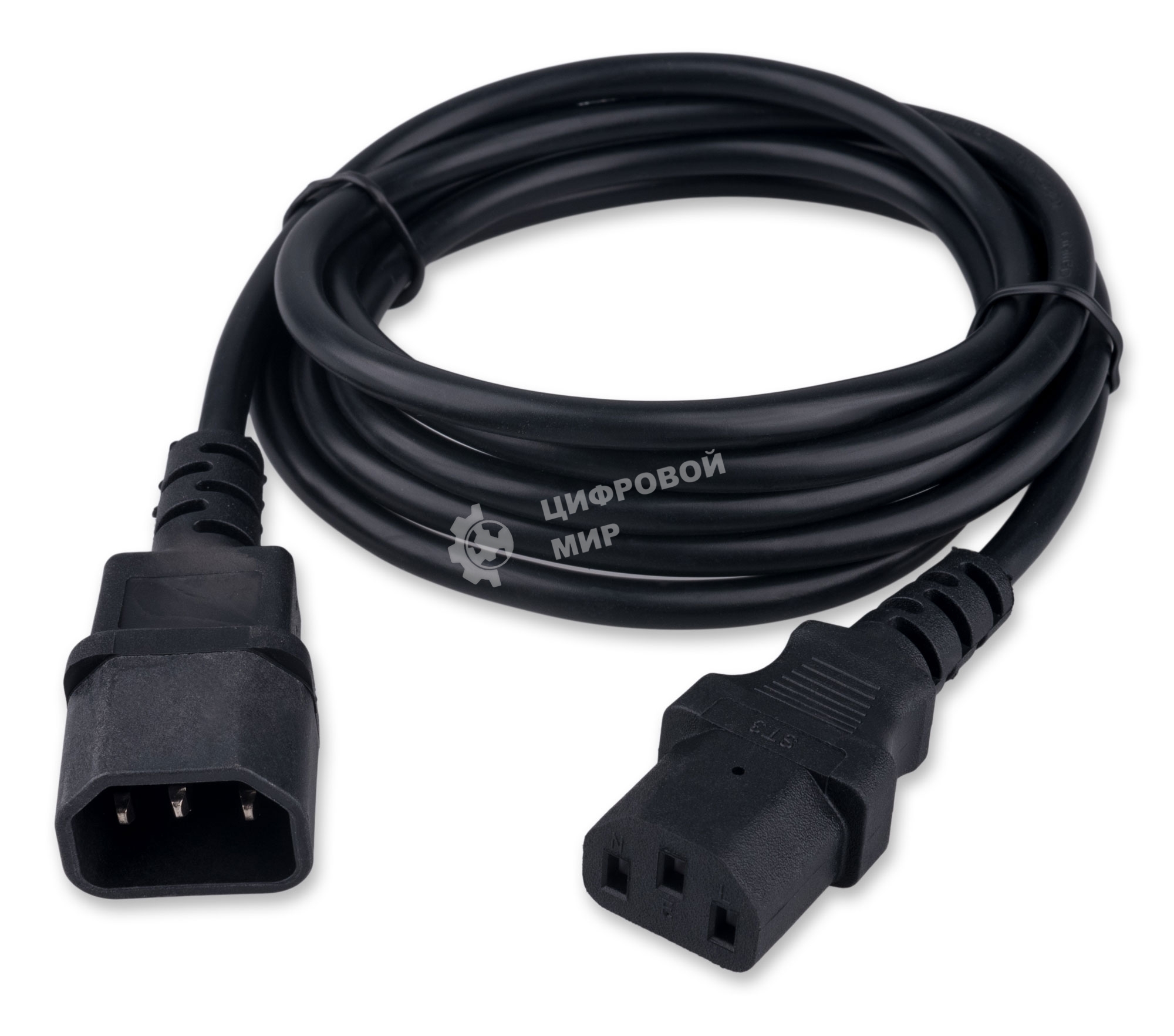 Кабель питания Гарнизон GPC-189-0.75-1.8M, C13-C14, 3x0.75мм2, 10А, CCA, с заземлением, 1.8м, черный, пакет