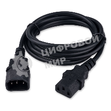 Кабель питания Гарнизон GPC-189-0.75-1.8M, C13-C14, 3x0.75мм2, 10А, CCA, с заземлением, 1.8м, черный, пакет