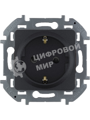 Розетка 2К+З со шторками немецкий стандарт 16А 250 В антрацит