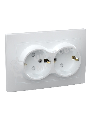 Розетка силовая IEK ERK21-K01-16-DM РСш12-3-КБ 2 местн. c з/к с защ.штор. 16А КВАРТА (белый)