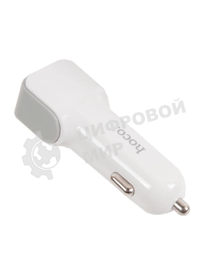 Автомобильное зарядное устройство HOCO z23 grand style dual-port car charger set with lightning cable, белый