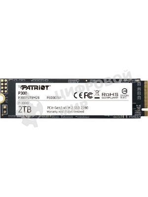 Накопитель SSD Patriot P300, 2Tb, PCIe 3.0 x4, M.2 2280, NVMe, R/W 2100/1650