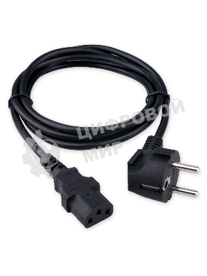 Кабель питания Гарнизон GPC-186-0.75-1.8M, Schuko-C13, 3x0.75мм2, 10A, CCA, с заземлением, 1.8м, черный, пакет