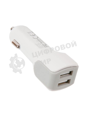 Автомобильное зарядное устройство HOCO z23 grand style dual-port car charger set with lightning cable, белый