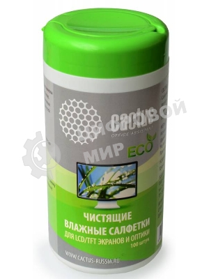 Салфетки Cactus CS-T1001E для экранов и оптики туба 100шт влажные