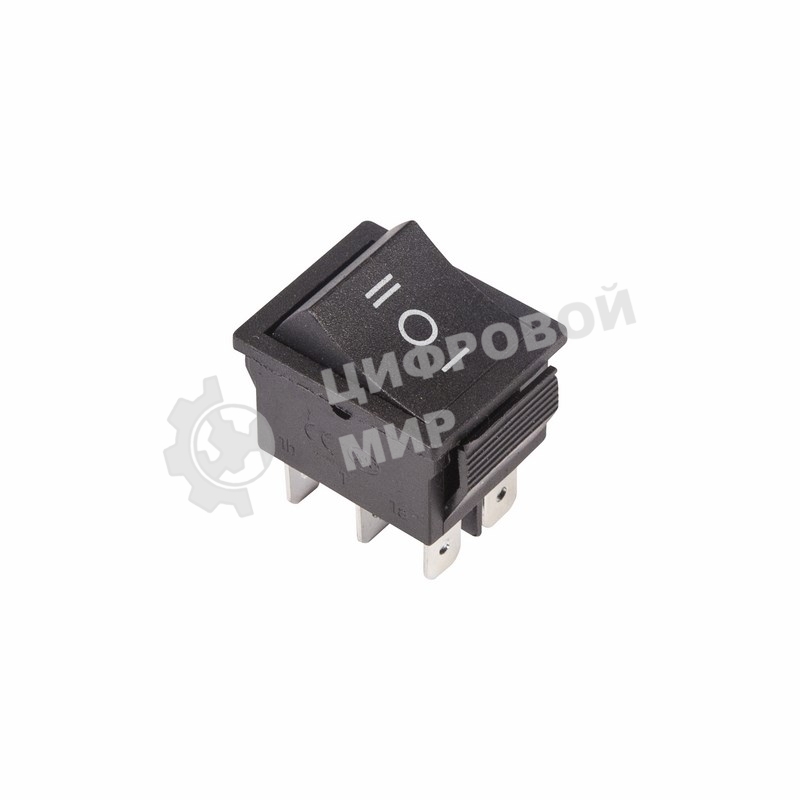 Выключатель клавишный Rexant 250V 15А (6с) ON-OFF-ON черный с нейтралью