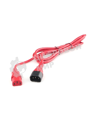 Кабель питания Cablexpert PC-189-VDE-R-1.8M, C13-С14, 3x0.75мм2, 10A, с заземлением, медь, 1.8м, красный, пакет