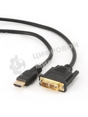 Кабель HDMI-DVI Cablexpert CC-HDMI-DVI-10, 19M/19M, single link, медь, позол.разъемы, экран, 3.0м, черный, пакет