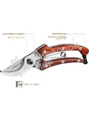 Секатор компактный плоскостной Grinda PRO Line 423417