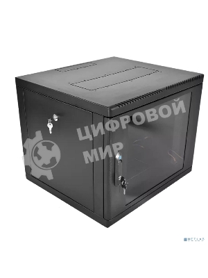 Шкаф коммутационный ЦМО (ШРН-9.350-9005) настенный 9U 600x350 мм пер. дв. стекл 200 кг черный 300 мм 180 град.