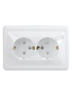 Розетка 2-м СП Вега РСш12-3-ВБ с заземл. контактом и защ. штор 16А белый IEK ERV24-K01-16-DM
