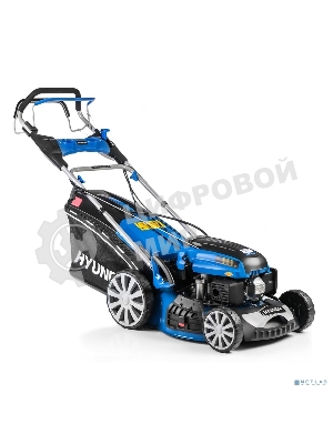 Бензиновая газонокосилка Hyundai L 4610SE самоходная, электрозапуск, двигатель Hyundai ICV145,4-х такт, 3.5 л.с./145 см3, Ширина среза 45,7 см, Высота среза 25-75 мм, 35 кг