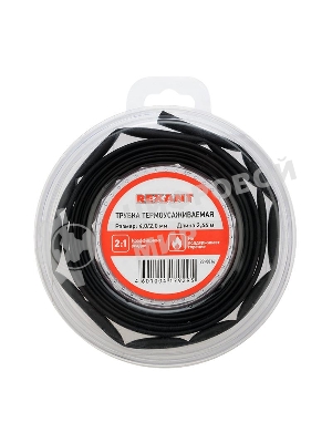 Трубка термоусаживаемая Rexant 4.0/2.0мм черный ролик 2.44м