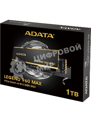 Накопитель SSD ADATA LEGEND 960 MAX, 1Tb, PCIe 4.0 x4, M.2 2280, NVMe, R/W 7400/6000, с радиатором