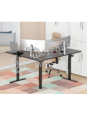 Стол компьютерный Cactus угловой подъемный столешница МДФ черный каркас черный 1600х1400х720х1180 мм (CS-EDXL-BBK)