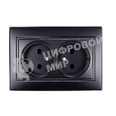 Розетка 2-м СП Мира 16А IP20 без заземл. со вставкой керамика черный бархат LEZARD 701-4242-128