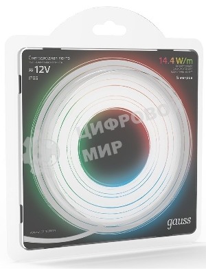 Лента светодиодная LED Gauss 5050 -SMD 14.4W 12V DC RGb IP66 (блистер 5м)