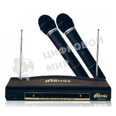 Микрофон радио Ritmix RWM-220 черный беспроводные 2 шт в комплекте