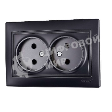 Розетка 2-м СП Мира 16А IP20 без заземл. со вставкой керамика черный бархат LEZARD 701-4242-128