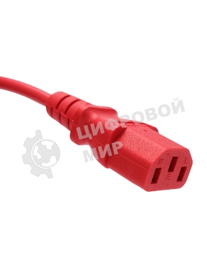 Кабель питания Cablexpert PC-186-VDE-R-1.8M, Schuko-C13, 3x0.75мм2, 10A, с заземлением, медь, 1.8м, красный, пакет