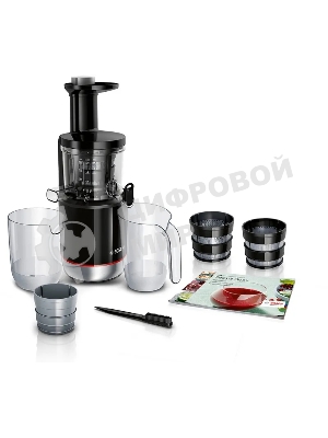 Соковыжималка Bosch MESM731M черный, шнековая вертикальная, 150 Вт, 1000 мл, электронное, реверс