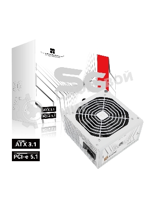 Блок питания Thermalright, 850W 80+ Gold (ATX, 3.1, PCIe 5.1, Non-modular, 1x24(20+4)pin, 1xCPU 8(4+4)pin, 2xPCIe*2 8(6+2)pin, 5xSATA3, 1x12+4pin (12VHPWR PCIe 5.1 12+4pin 600mm), 3xMOLEX4pin, Active, 120x120мм, 150x140x86mm, APFC, white)