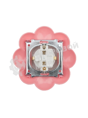 Розетка одноместная Kranz HAPPY Цветок скрытой установки, с заземлением и защитными шторками, белая/розовая