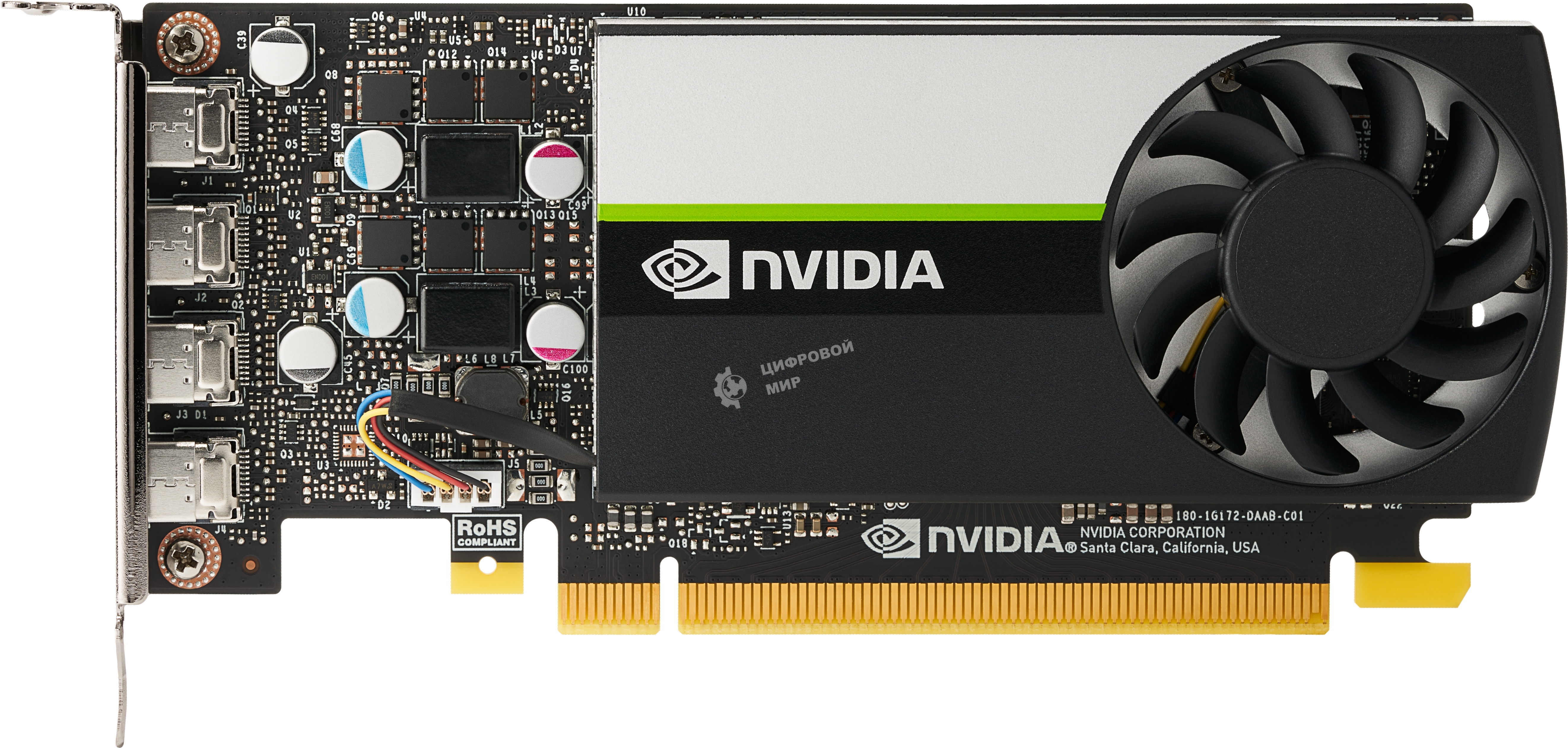 Видеокарта PNY GPU NVIDIA VCNT1000-8Gb-SB PCI-Express 3.0 x16, LP8 Gb GDDR6 128-bit, 4x Mini DP 1.4, 1x LP bracket.