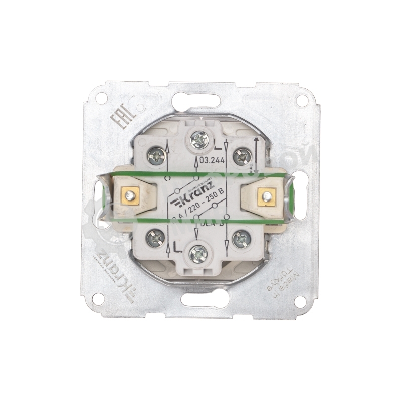 Переключатель Kranz DEA 2кл прох. с/у 10А мех. белый (1/10/120)