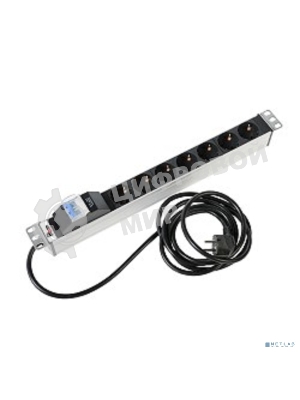 Блок розеток Rem-16 с авт. 16А, 7 Shuko, алюм., 19