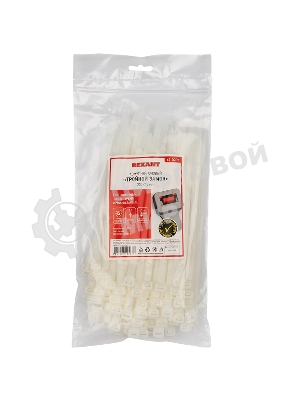 Хомут-стяжкa нейлоновая с тройным замком Rexant 200x7,5 мм, белая, упаковка 100 шт.