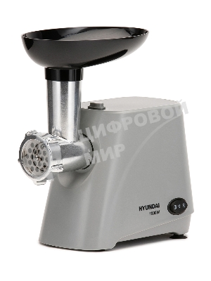 Мясорубка электрическая Hyundai HY-MG4391 серый, 1900 Вт, 2.4 кг/мин, реверс, защита от перегрузки, насадки - 4
