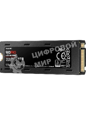 Накопитель SSD Samsung 980 PRO, 1TB, PCIe 4.0 x4, M.2 2280, NVMe, R/W 7000/5000, с радиатором