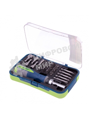 Отвертка реверсивная Сибртех с набором бит и торцевыми головками 35 шт., CrV