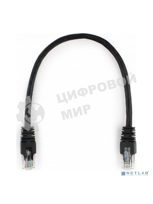 Патч-корд UTP Cablexpert PP6U-0.25M/BK cat.6, 0.25м, литой, многожильный, черный