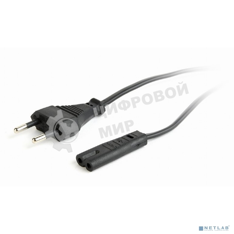 Кабель питания Cablexpert для ноутбуков, аудио/видео техники 1,8м, VDE, 2-pin, черный, пакет
