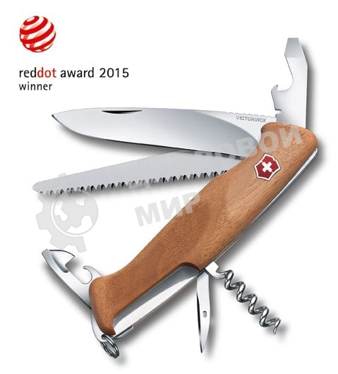 Нож перочинный Victorinox RangerWood 55 (0.9561.63) 130мм 10функций дерево карт.коробка