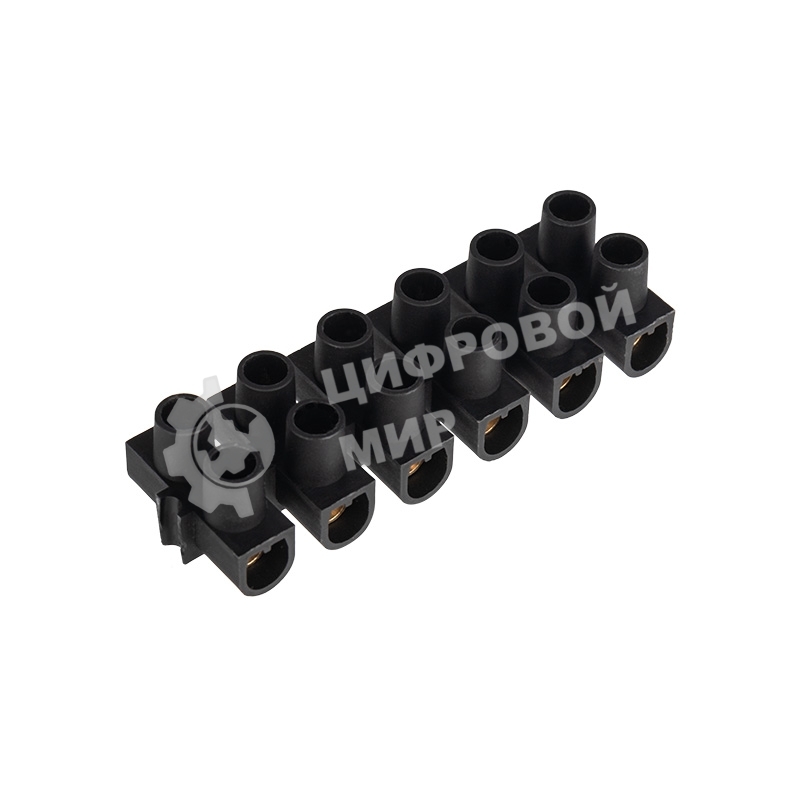 Клеммная колодка винтовая Rexant KВ-10 (4-10 мм²), ток 10 A, полипропилен черный, индивидуальная упаковка, 1 шт.