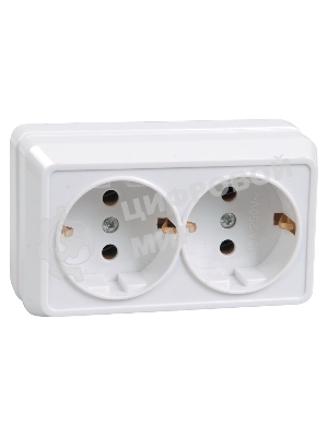 Розетка IEK ERO21-K01-16-DC РС22-3-ОБ 2местн. с з/к 16А откр.уст. ОКТАВА (белый)