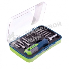 Отвертка реверсивная Сибртех с набором бит и торцевыми головками 35 шт., CrV