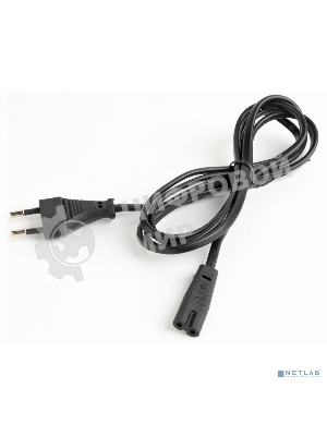 Кабель питания Cablexpert для ноутбуков, аудио/видео техники 1,8м, VDE, 2-pin, черный, пакет