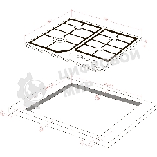 Газовая варочная панель MONSHER, газ, High-Tech, 58 см, автоматический электроподжиг, газ-контроль, форсунки под сжиженый газ, SABAF конфорки, чугунные решетки, черный