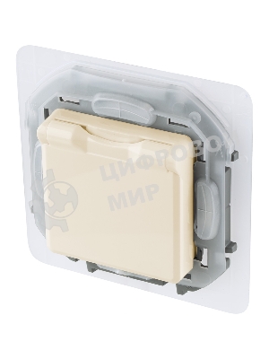 Розетка 2К+З IP44 с крышкой и шторками немецкий стандарт 16А 250 В слоновая кость