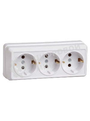 Розетка IEK ERO31-K01-16-DC РС23-3-ОБ 3 местн. с з/к 16А откр.уст. ОКТАВА (белый)