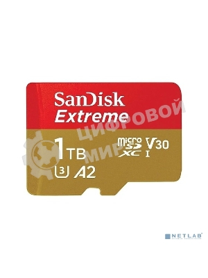 Флеш карта microSDXC SanDis 1024GBEXTREME Class 10, UHS-I, W130, R 190 МБ/с, без адаптера на SD