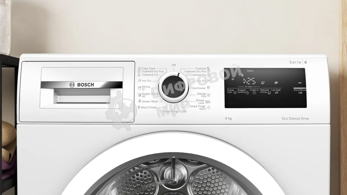 Сушильная машина Bosch WTN86212ME серый, 8 кг, сушка - конденсационная, программ - 8, 59.8 x 84.2 x 61.3 см