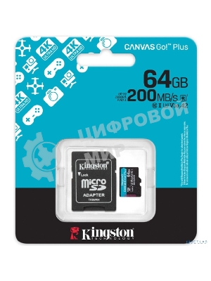 Флеш карта microSDXC 64Gb Kingston SDCG4/64Gb Canvas Go! Plus + adapter