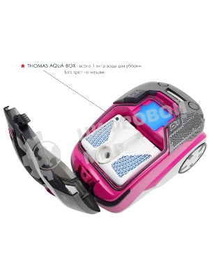 Моющий пылесос Thomas ALLERGY&FAMILY розовый/серый, 325/1700 Вт, уборка влажная/сухая/сбор жидкости, пылесборник мешок/контейнер 6 л